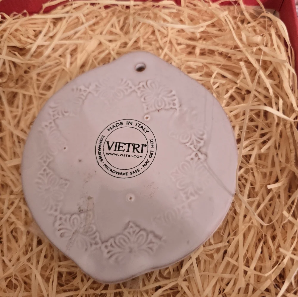 Vietri White Cermic Cross Ornament With Box